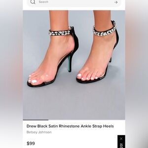 Betsey Johnson Black Heels with Rhinestone Ankle Strap